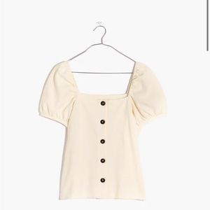 NWT Madewell Jacquard Square Neck Puff Sleeve Top